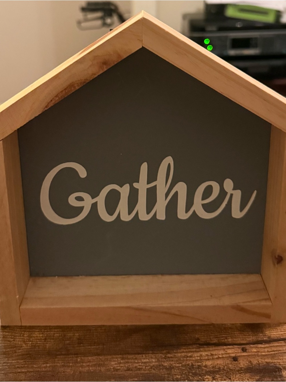Gather Wood House Sign - Gray with White Lettering